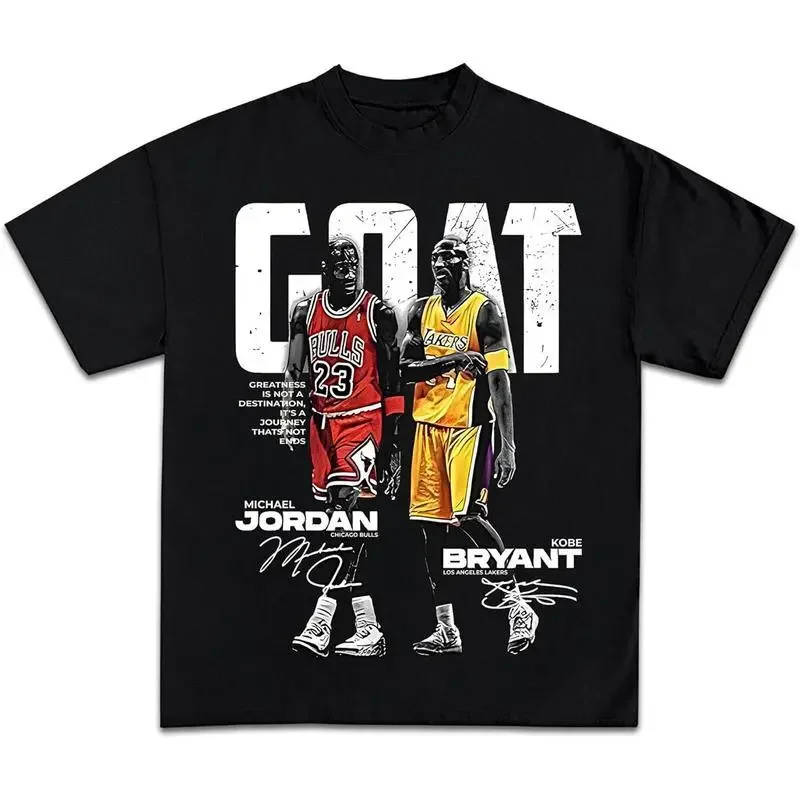 Acid Wash Vintage Graphic T Shirt - Goat MJ And Kb Bryant Casual