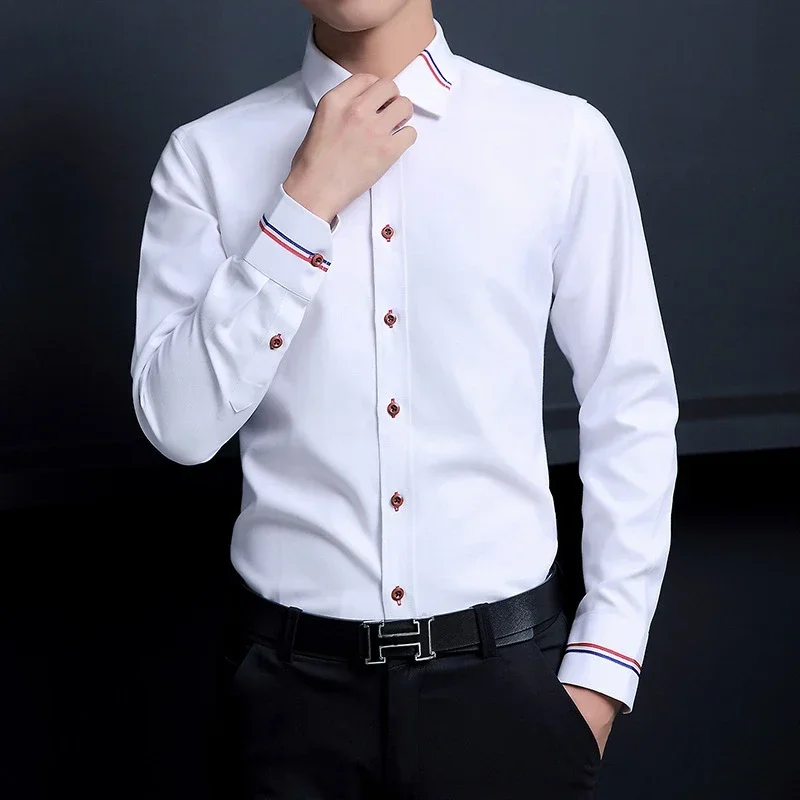 Oxford Cotton Casual Shirt Business - New Men's Shirt Korean Oxford Spinning