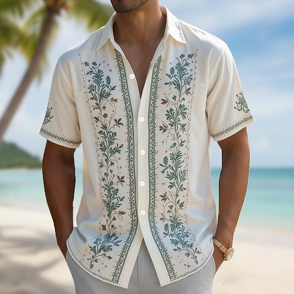 Vintage Hawaiian Floral Shirt - Men's Turndown Collar 3D Print Hawaiian