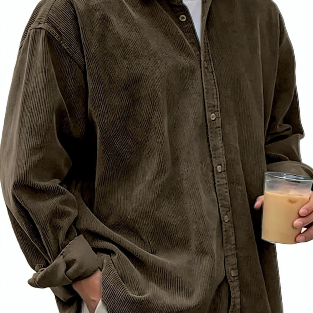 Mens Corduroy Shirts Long Slee - Corduroy Button Up Shirt Men recension och pris