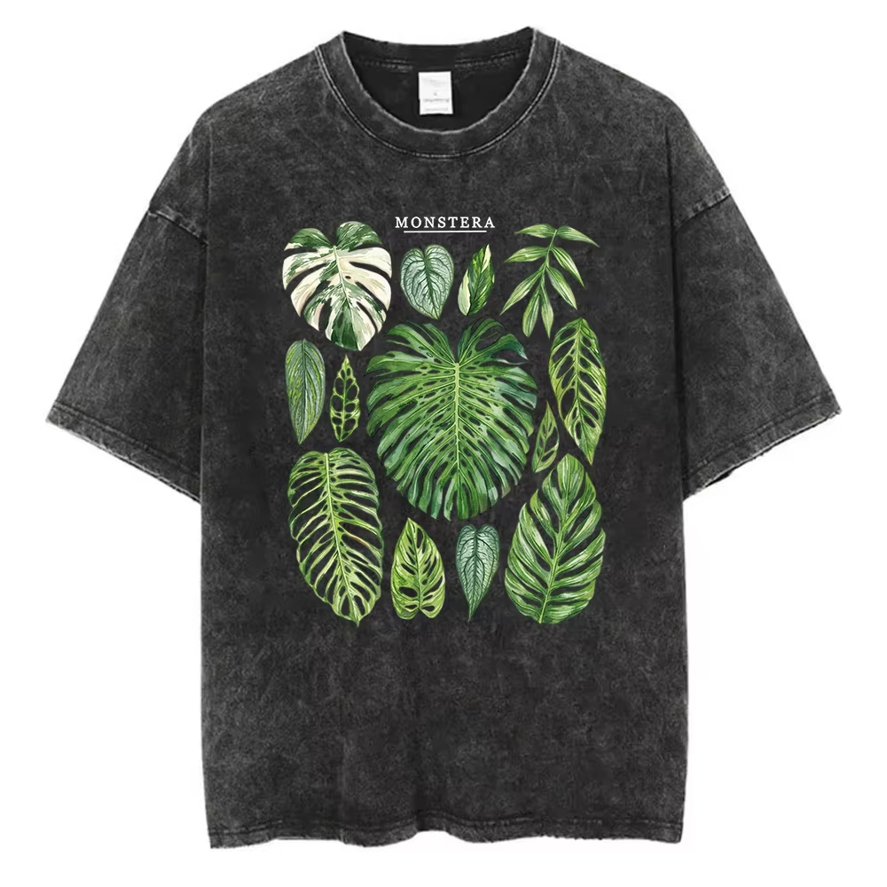 Monstera Leaves Graphic T-Shir - Acid Wash Vintage Graphic T Shirt recension och pris