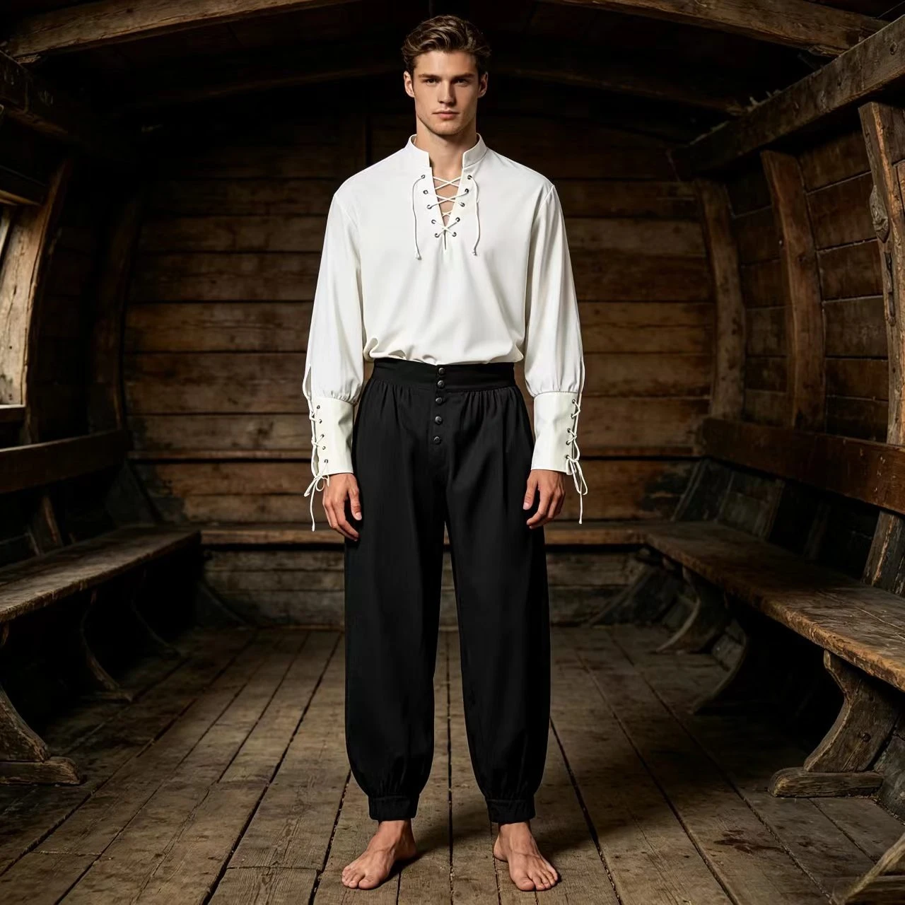 2Pcs Men Medieval Renaissance  - Shirts recension och pris