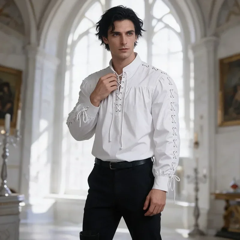Men Medieval Pirate Shirt Full - Medieval Gothic Lace Up Pirate Shirt recension och pris