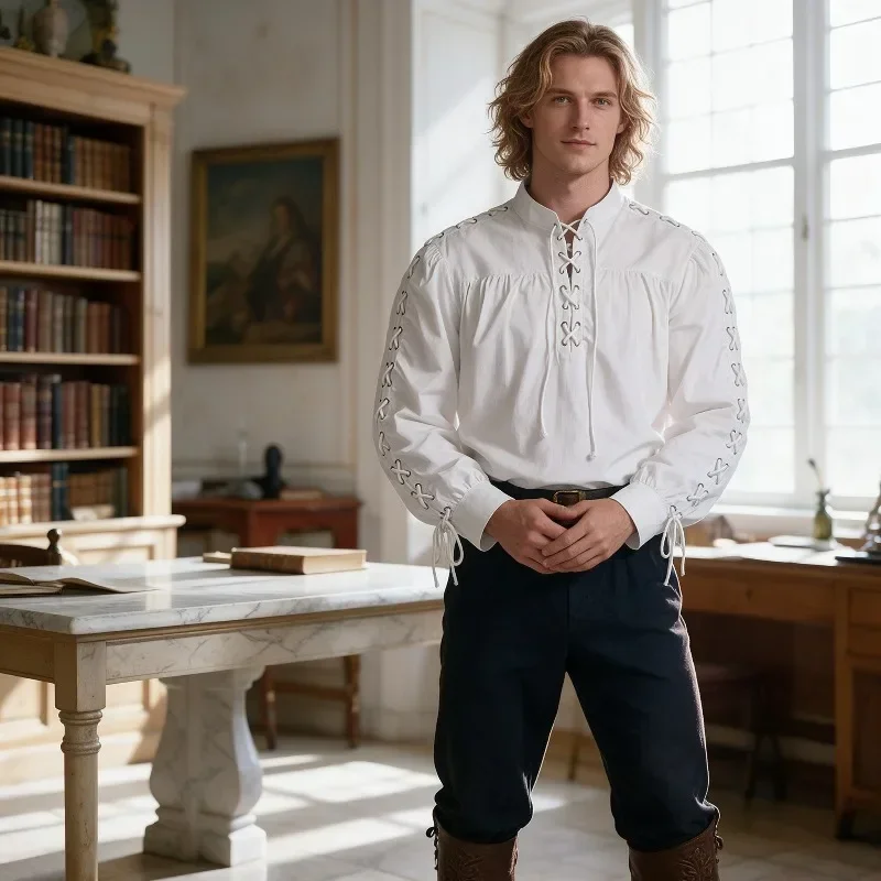 Men Medieval Pirate Shirt Full - Medieval Gothic Lace Up Pirate Shirt recension och pris