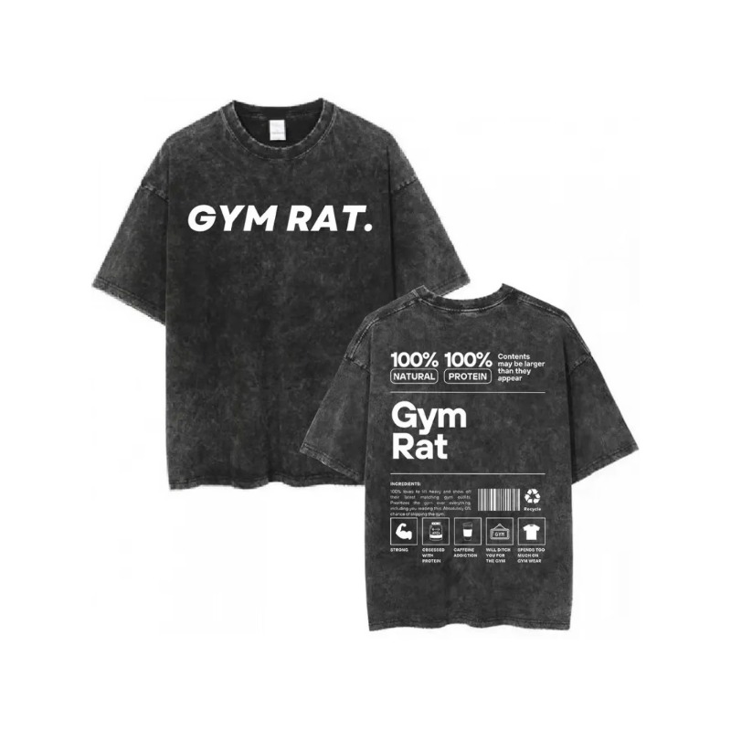 Vintage Gym Rat T-Shirt Loose  - Acid Wash Vintage Graphic T Shirt recension och pris